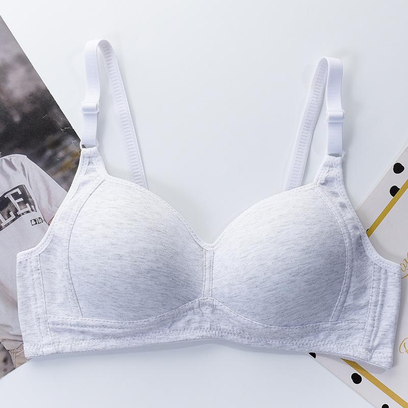 

Summer Japanese and Korean style less junior high school students comfortable no steel ring development period pure cotton bra 38/85 світло-сірий колір