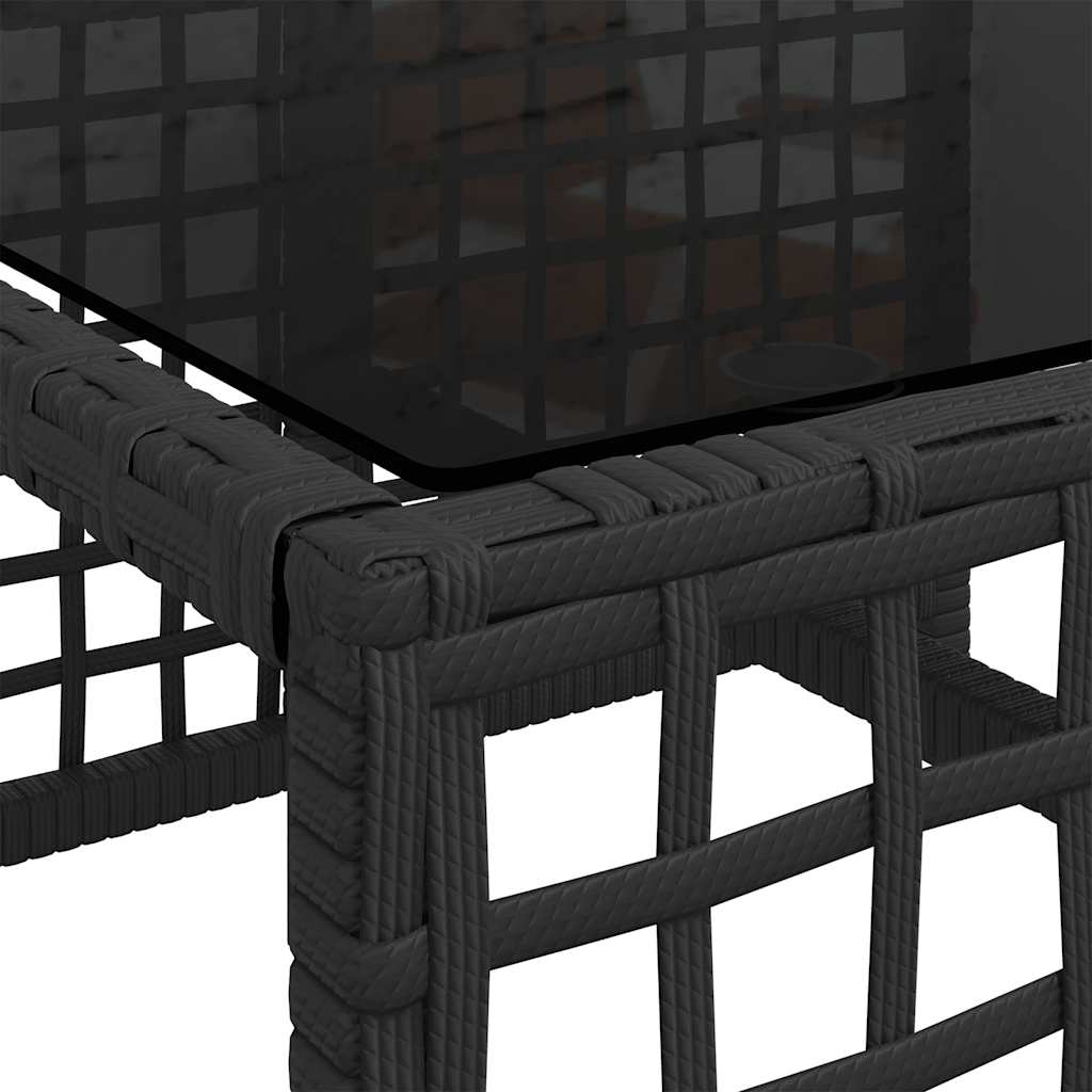 3 Piece Garden Corner Sofa Set with Cushions Black Poly Rattan