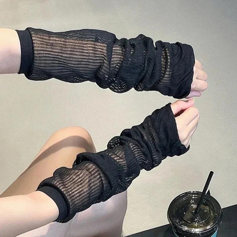 Y2k Girls Ruffles Knee Socks Lolita Long Socks Women Leg Warmers Stockings Thin Breathable Foot Cover Arm Sleeves Sun Protection