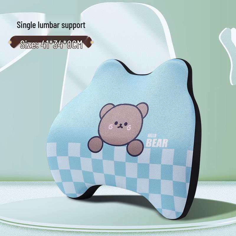 Cartoon Bear Memory Foam Lumbar & Headrest Pillow Set for Car