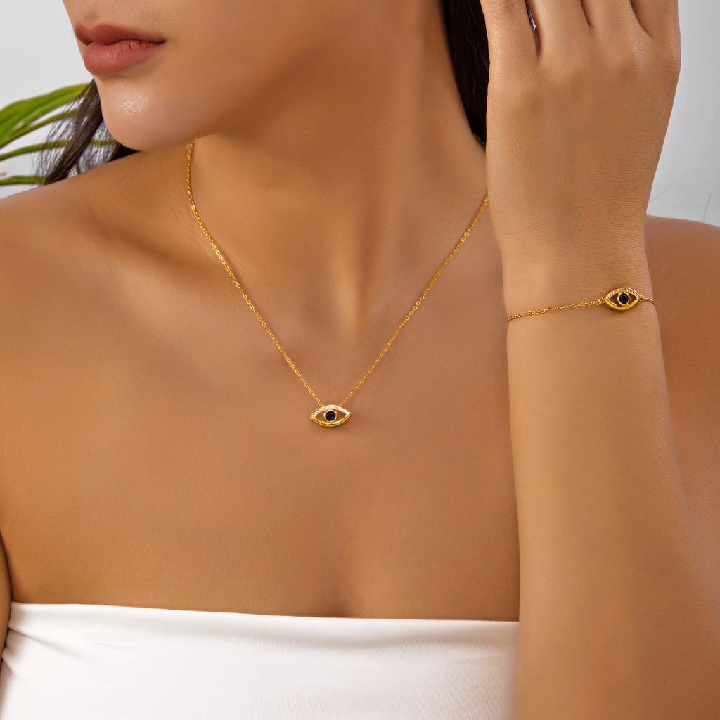 Ögon Design Koppar Zirkon Halsband Snygga Smycken För Kvinnor Semesterpresent