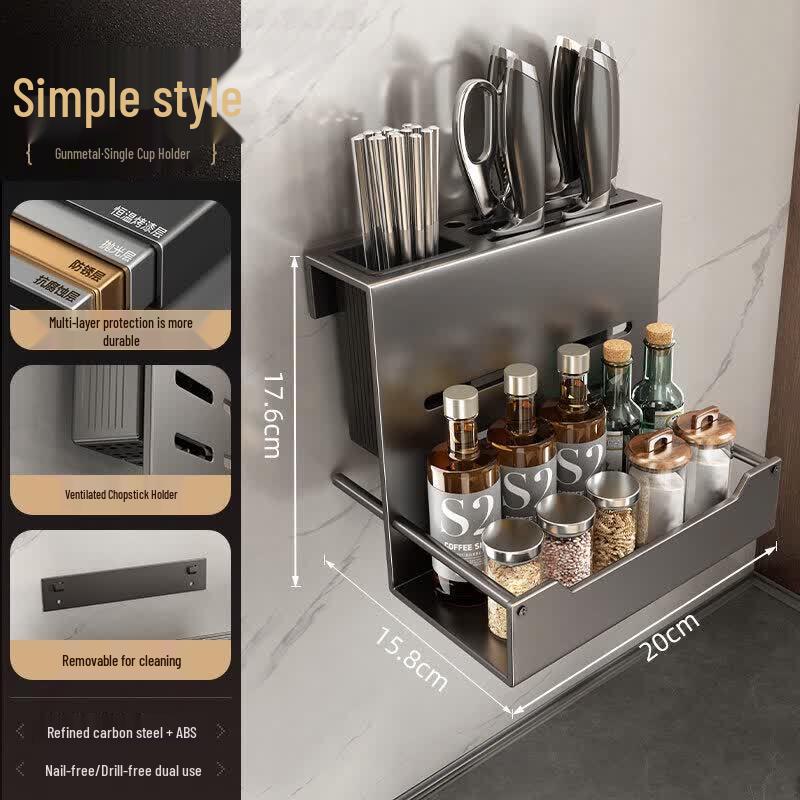 Cream Style Wooden Kitchen Knife & Utensil Organizer