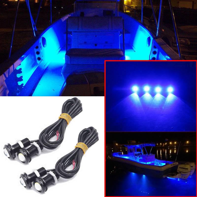 4X Underwater Red kayak Boat LED Light Deck Courtesy Lamp Transom Stern