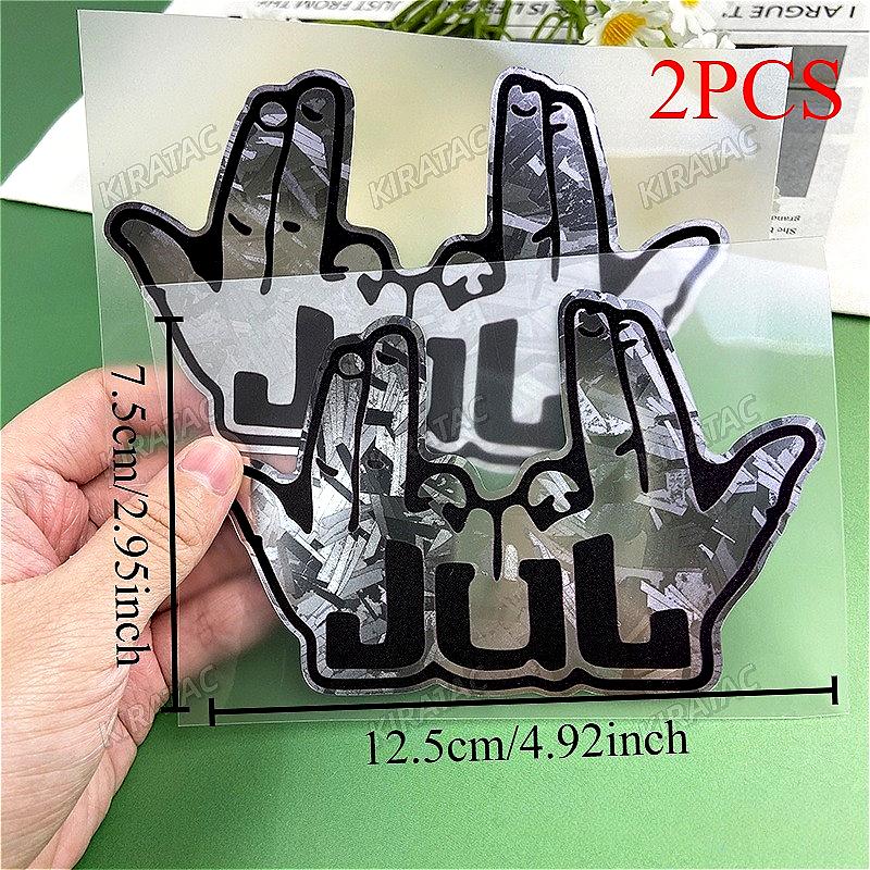 2PC 2025 New Funny JUL Finger Motorcycle Stickers Waterproof for Motorbike Bike Helmet DIY Scooter Fuel Tank Fairing Vinyl Decal