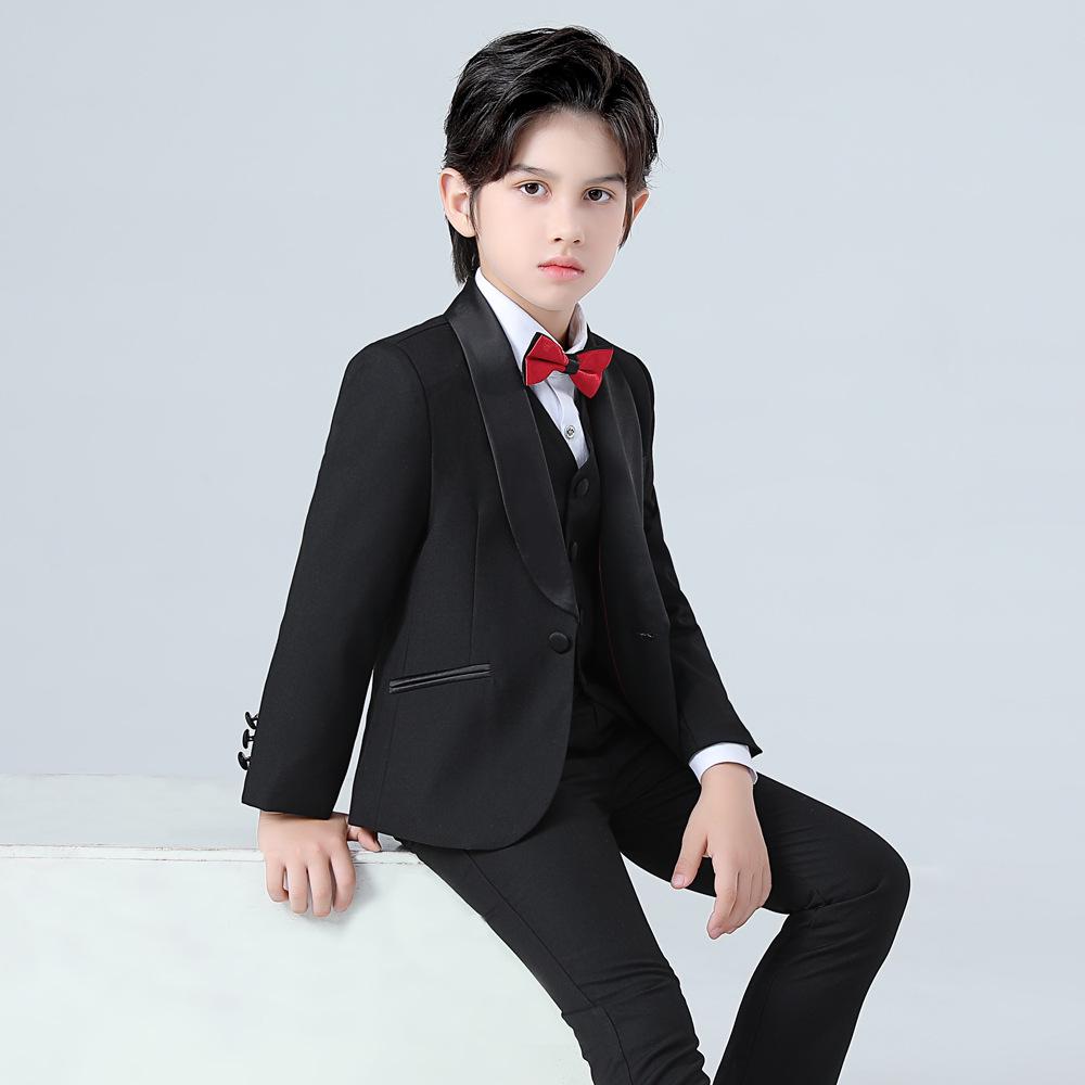 Fashionable Boys' Solid Color Blazer Suit for Piano Performance and First Birthday