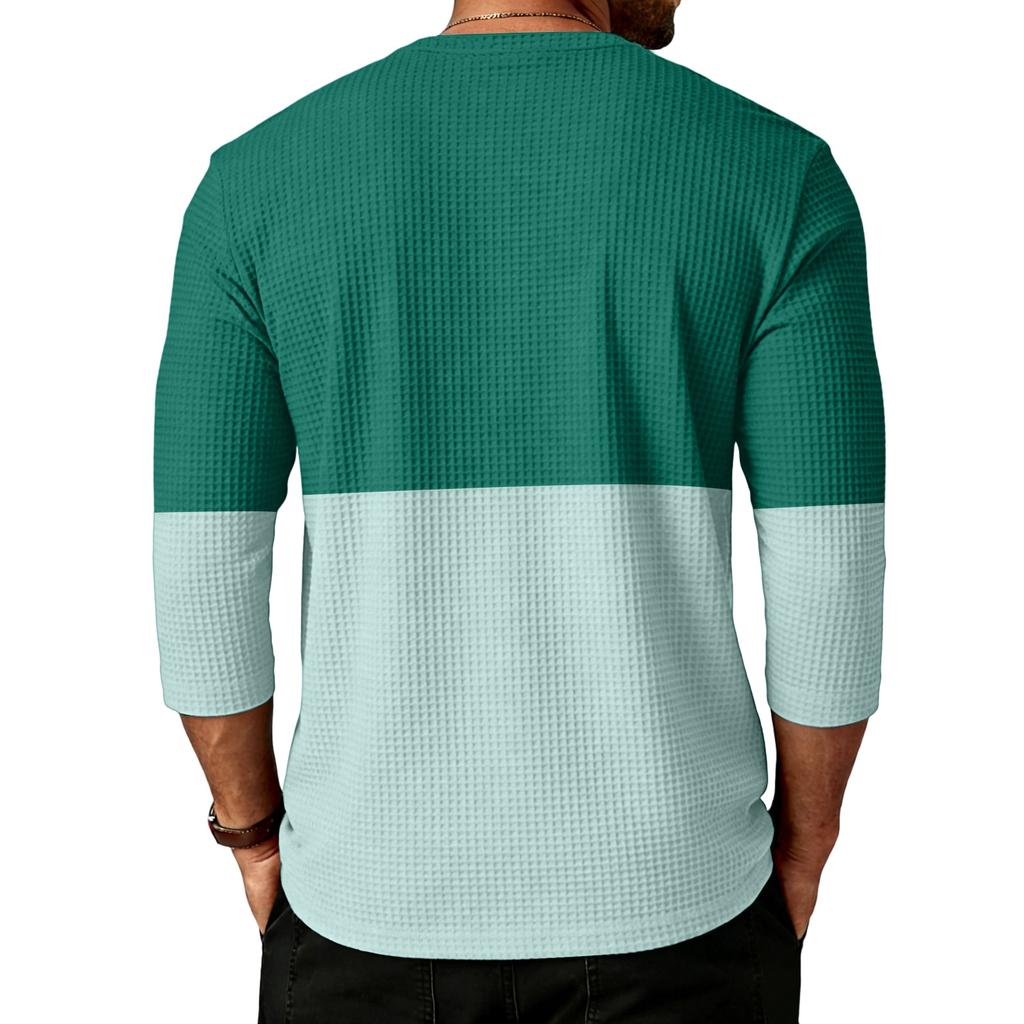 Men's  Sports  Leisure  Waverg  Three  Pieces  Buckle  Seven  Points   Sleeve  T-Shirt