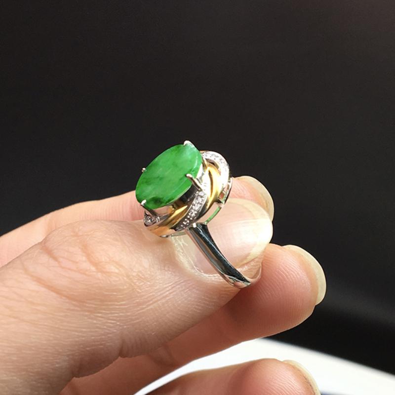 Classic New Natural Chrysoprase Round Rings for Women Geometric Fashion Texture Chinese Style Wedding Jewelry Adjustable