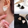 Vintage Hyperbole Black White Heart-shaped Stud Earrings For Woman Luxury Party Unusual Earrings Fashion Gift 2022