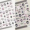 3D Dark Pirate Kuromi Nail Art Stickers: Black & Pink Cute Cartoon Design