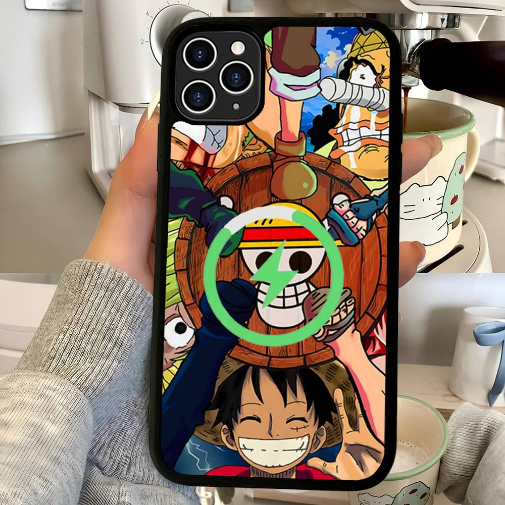 

Cartoon Ones P-Piece Luffys-Ace Magnetic Matte Phone Case For IPhone 16 17 15 14 13 12 11 For Magsafe Wireless Charge Cover iPhone 17 Pro