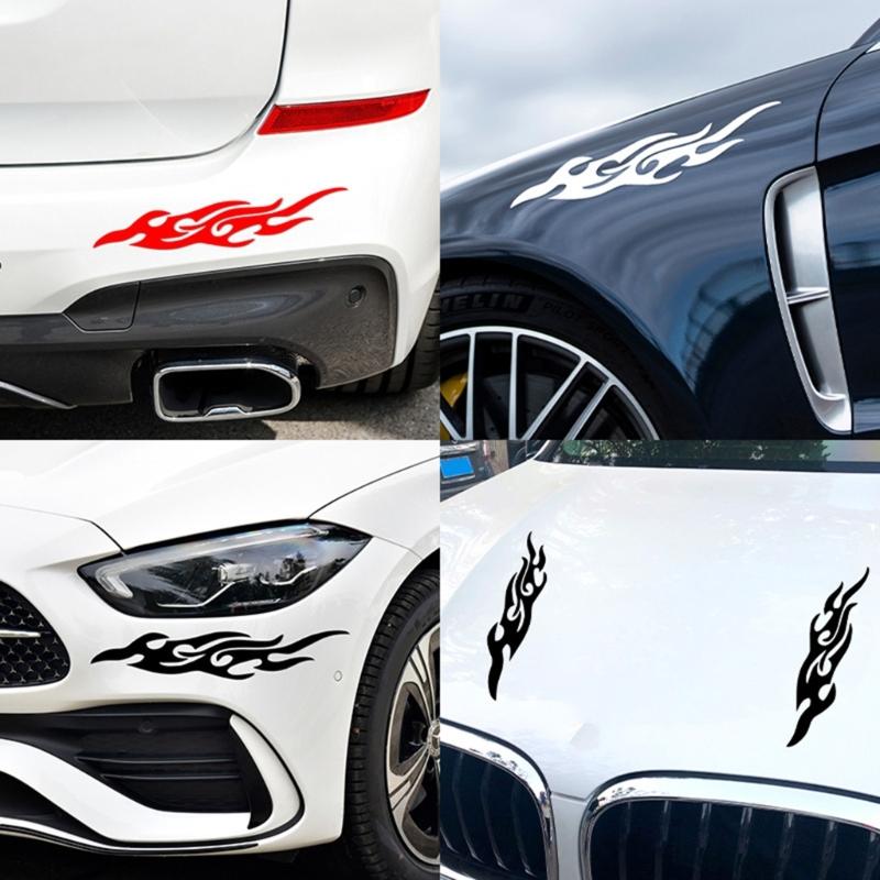 Weatherproof Stylish Easy Apply Reflective Flame Decals Stickers for Cars, Conceal Scratches and Boosts Aesthetic Appeal