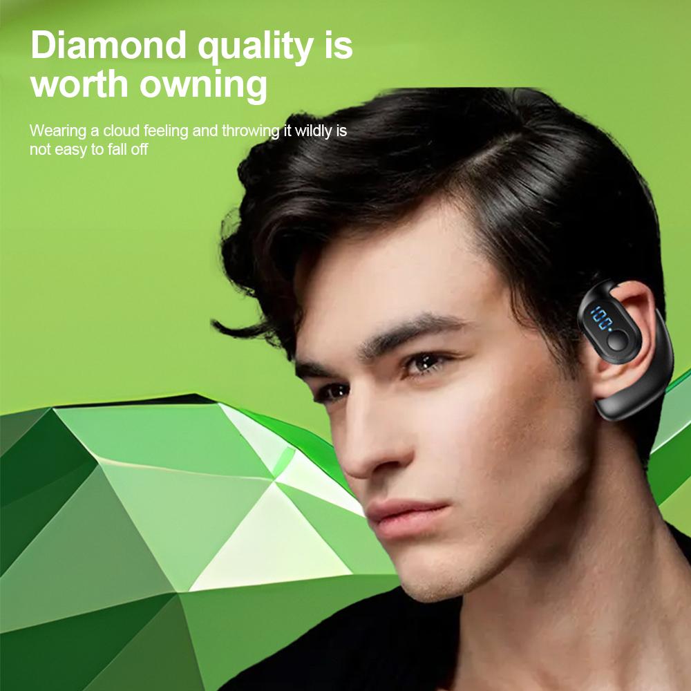 Bluetooth 5.3 Headphone Signle Digital Display Sports Headset Wireless Ear Hook Earphone HiFi Stereo Noise Reduction Earbud