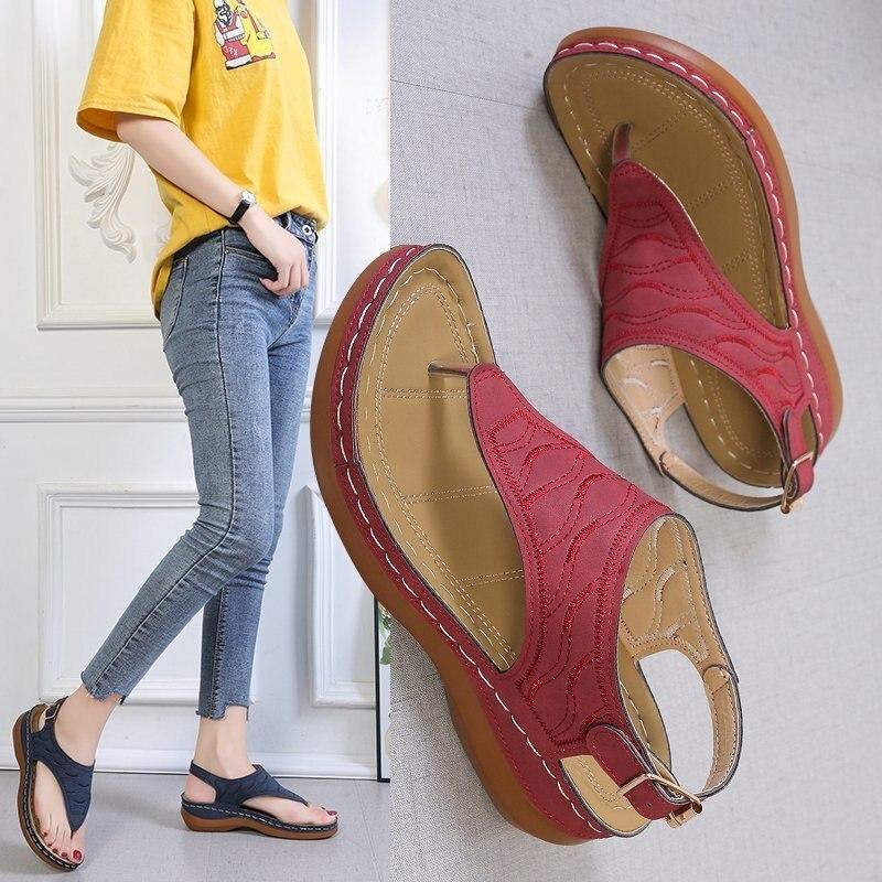 New Women Sandals Summer Fashion Solid Color Wedges Thong Ladies Clip Toe Shoes Platform Comfortable Casual Female Beach Shoes