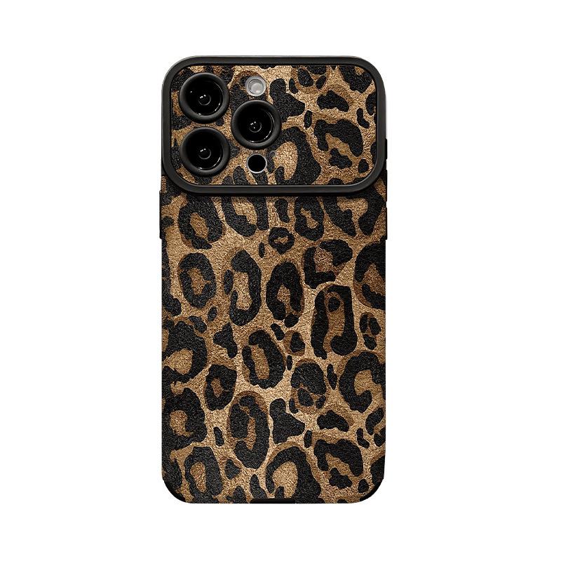 Retro Leopard Print Lanyard Is Suitable for Apple 17promax Mobile Phone Case Iphone15 Silicone Sheepskin 16 New Women's 14.