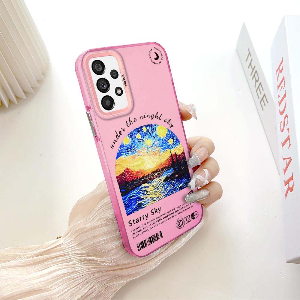 

Окрашенный узор, цветной серебристый, двухсторонний, жесткий, противоударный чехол для телефона Samsung Samsung M15 5G темно-розовый