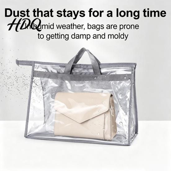 Non Woven Fabric Bag Holder Clear Dust Cover with Handle Transparent Moisture-proof Storage Breathable Handbag Case Organizer Dustproof Sleeve