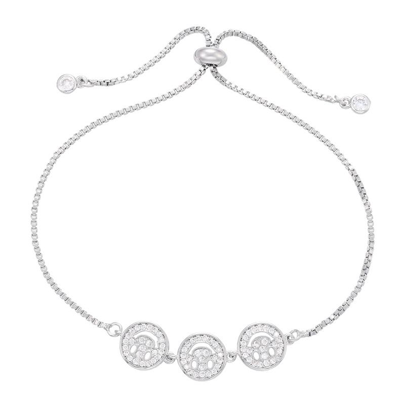 

Micro-Inlaid Smiley Face Bracelet, Round Simple Pull Bracelet, Micro-Inlaid Zircon Wind Vl91 белого золота