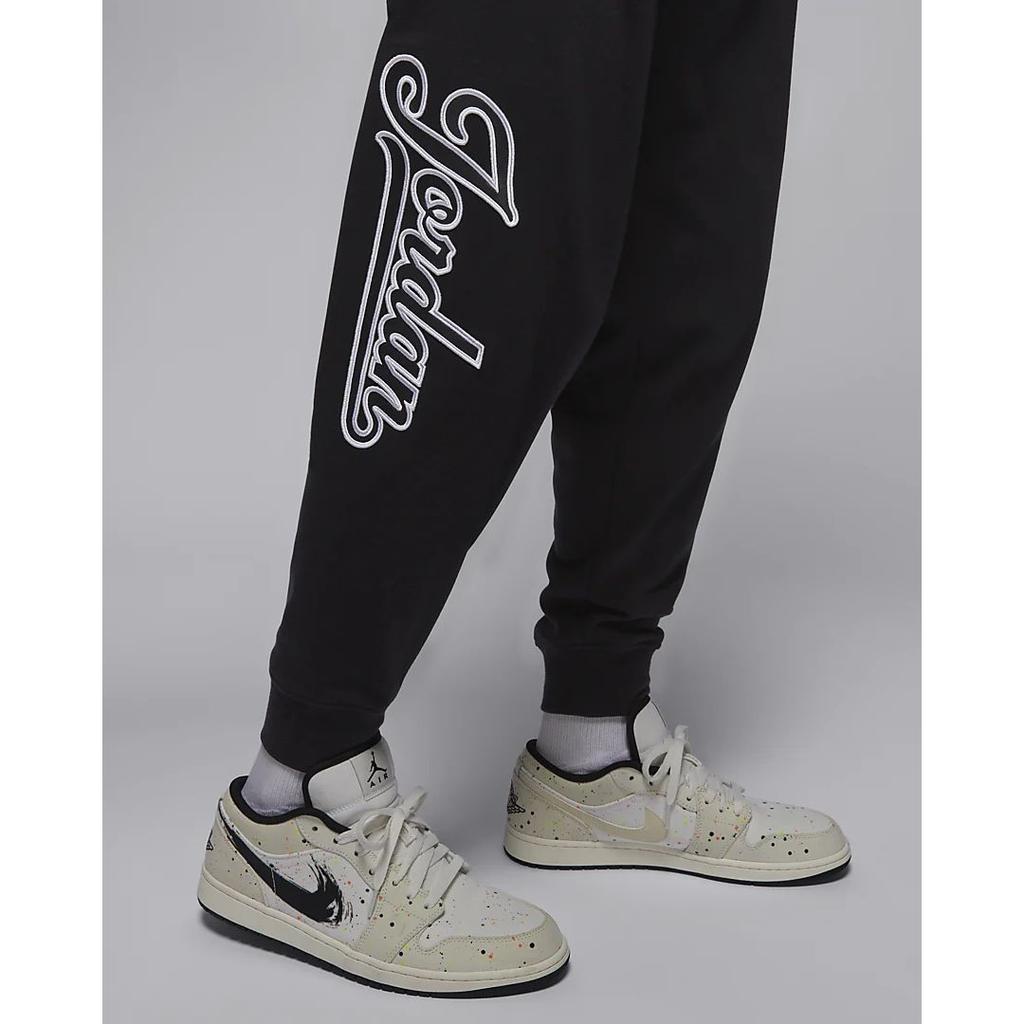 Jordan Flight MVP Solid Color Lace-Up Casual Tapered Baseball Style Knit Sports Pants Men Pants Black FN4670-010