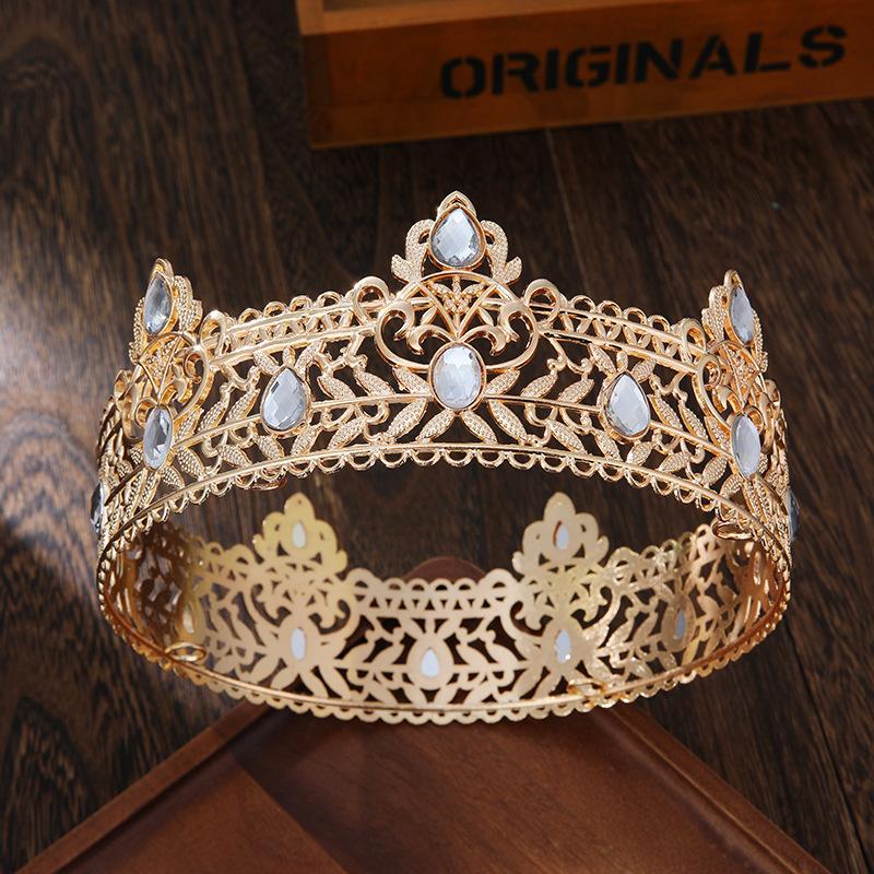Men's Golden King Crown Tiara Adult Birthday Crown Halloween Stage Opera Performance Unisex