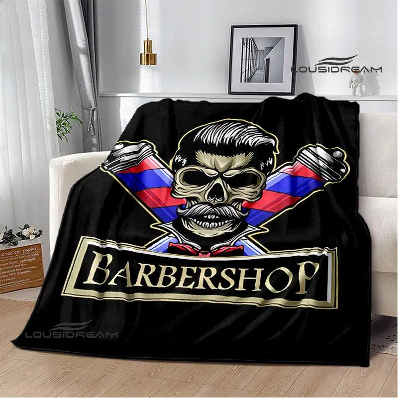Barbershop retro print blanket children's warm flange blanket home travel blanket bed linings Picnic blanket birthday gift