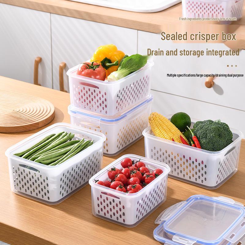 Double-layer Sealed Fresh-Keeping Storage Container with Lid for Refrigerators