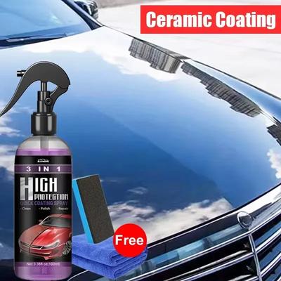 3 In 1 Rapid Ceramic Coating Fortify Car Wax Polish Spray Hydrophobic Intense Gloss Shine For Glass&Wheels&Paint Sealant Amagi