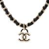 CHANEL choker double C shape pendant Logo logo metal necklace women's gold