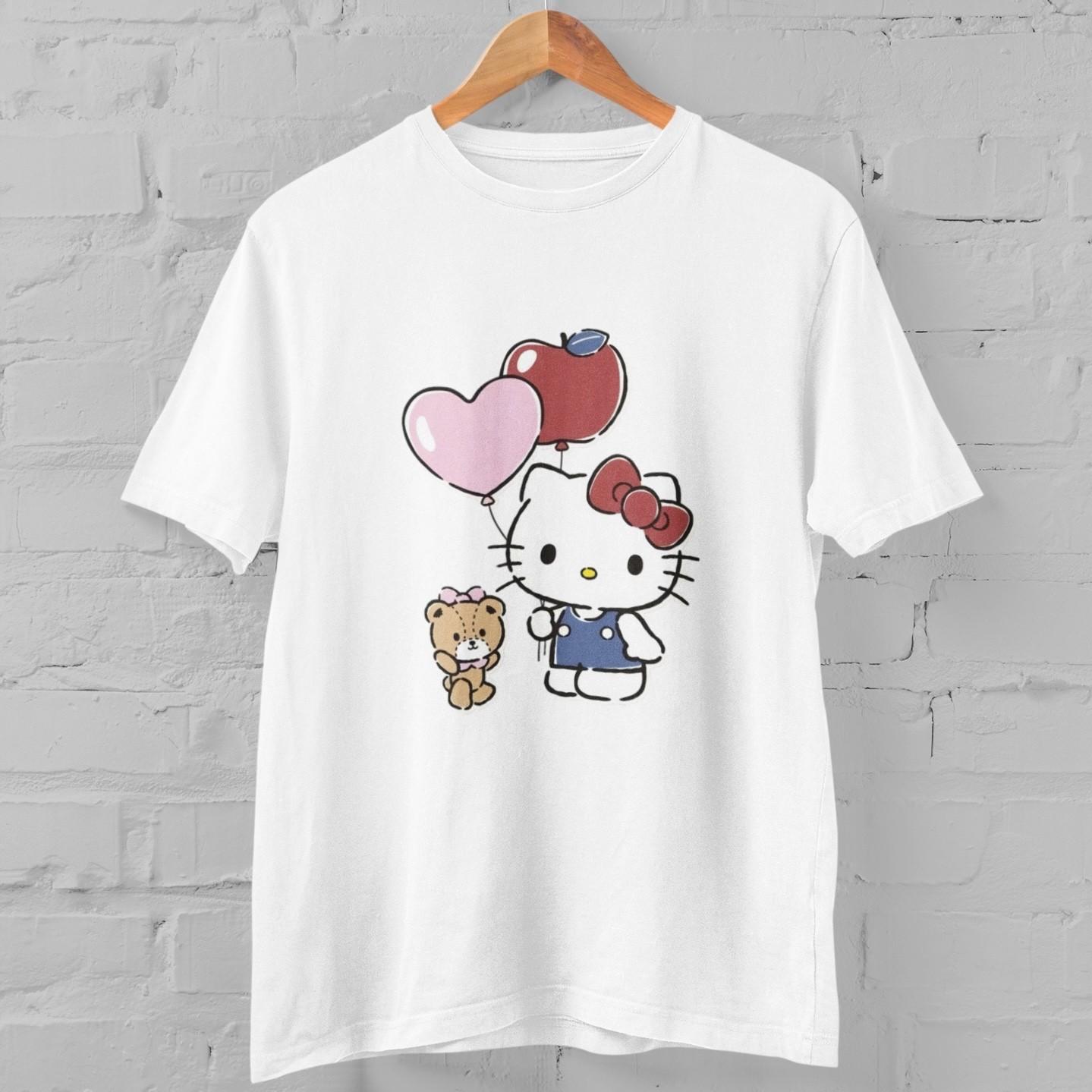Hello Kitty Balloon T Shirt Cute Cartoon Graphic Tee Kawaii Sanrio Top Gift XXXXL