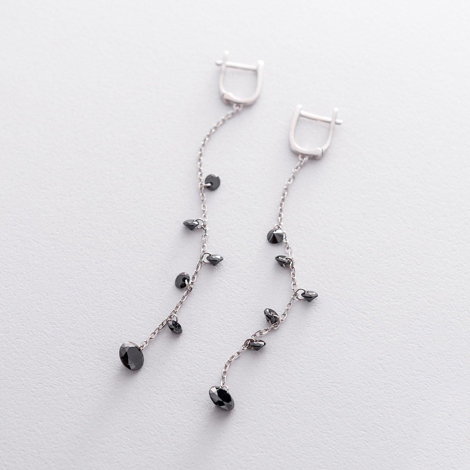 

Срібні сережки-підвіски з фіанітами Oniks срібний