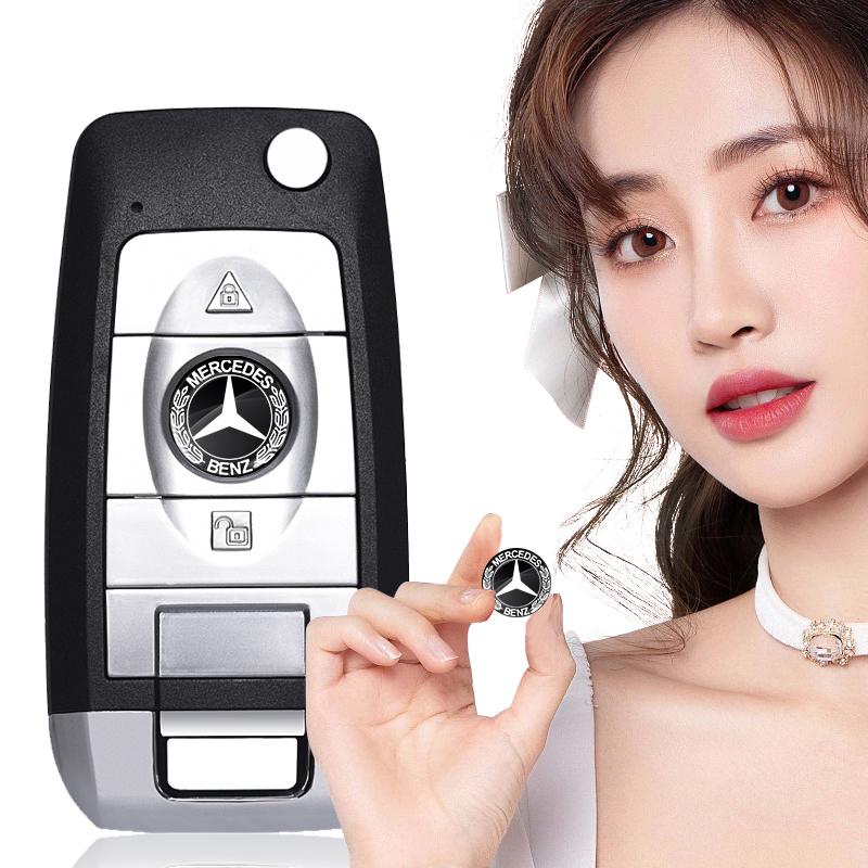 14mm Car Key Emblem Stickers Auto Control Key Logo For Mercedes Benz W204 W212 W176 GLC CLA GLA E C G M R S Class AMG Car Accessories