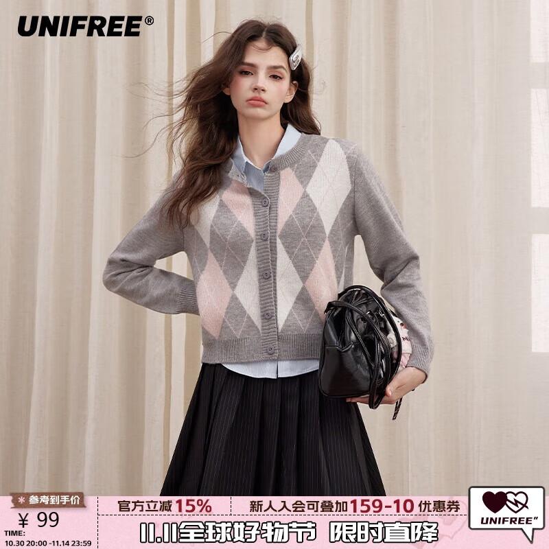 

UNIFREE Women s Argyle Knit Cardigan One Size