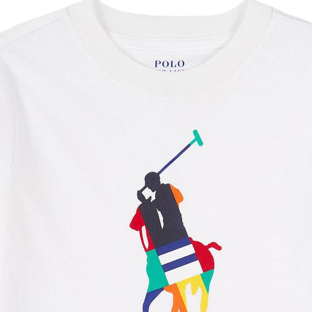 Polo Ralph Lauren T-Shirt FW21 Logo Print Crew Neck Cotton Short Sleeve Kids Tops White 321844817-001