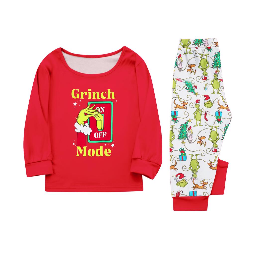 Christmas Print Cute Family Set Pajamas, Home Clothes, Family Set Long Sleeve Top Pants Set