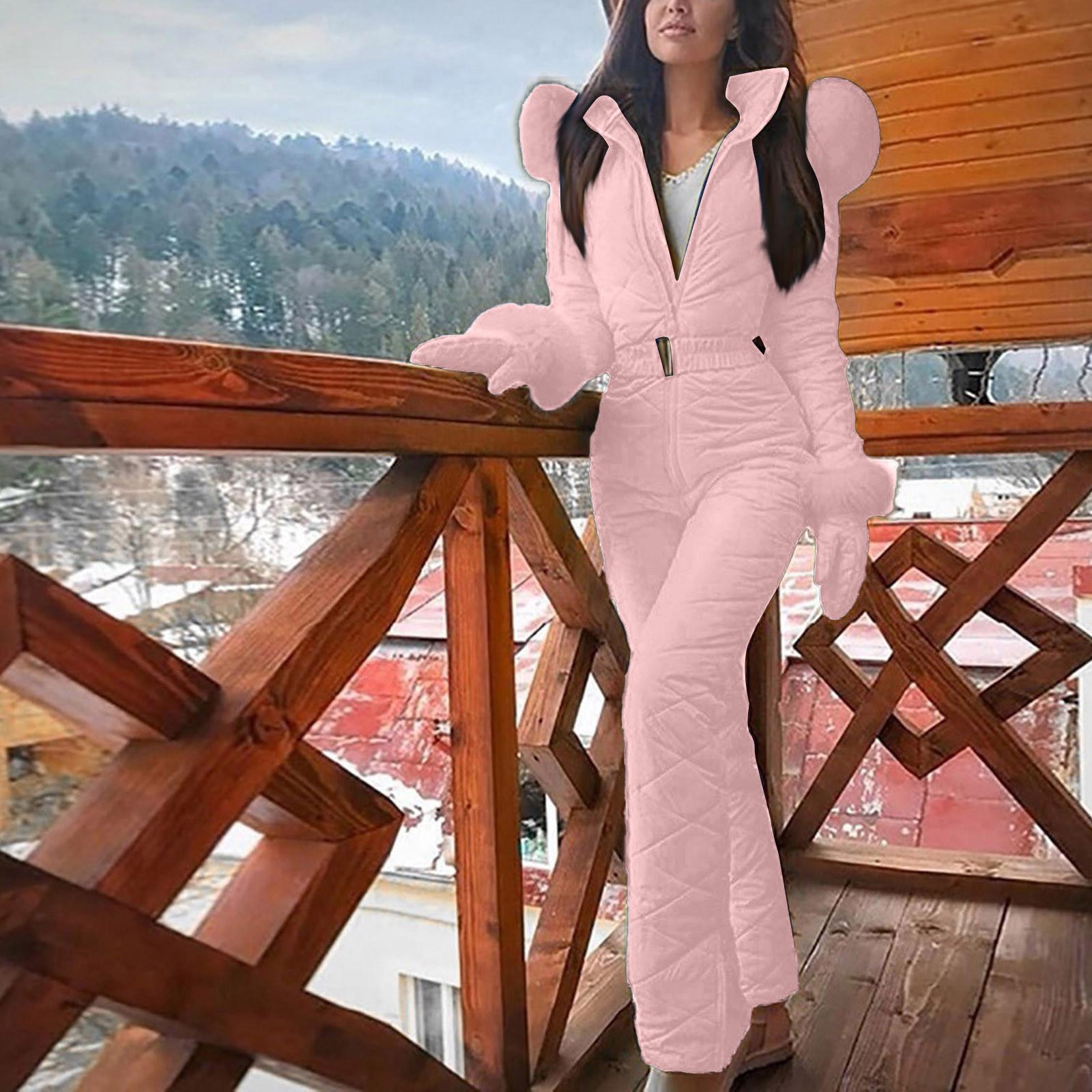 

Женский модный повседневный толстый сноубордический горнолыжный костюм для активного отдыха на молнии горнолыжный костюм M розовый