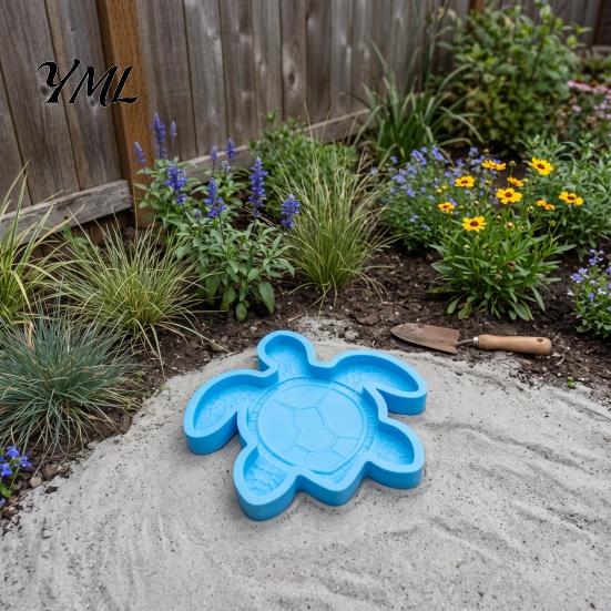 Textured Stone Molds for Patio Reusable Sea Turtle Stepping Mold Garden Art, DIY Oceans Theme Concrete Handmade Path Pavers Paver Mold, Giant Silicone