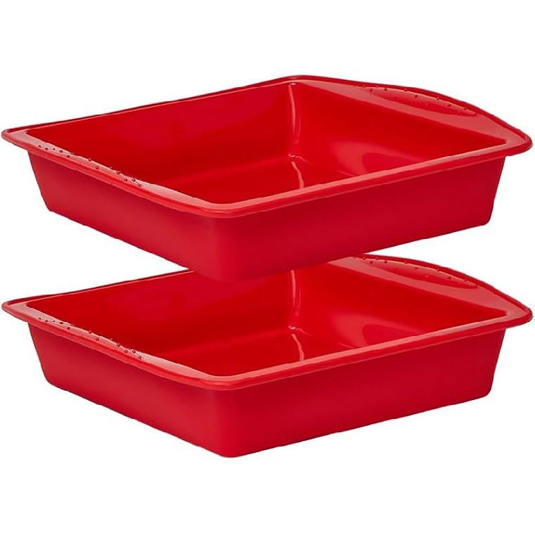Saphe 8 Zoll Silikon-Quadrat-Kuchenform, Antihaft-Silikonform, Brownie-Backform für Brownies, Kuchen, Brot, Torten und Lasagne, 2er-Pack