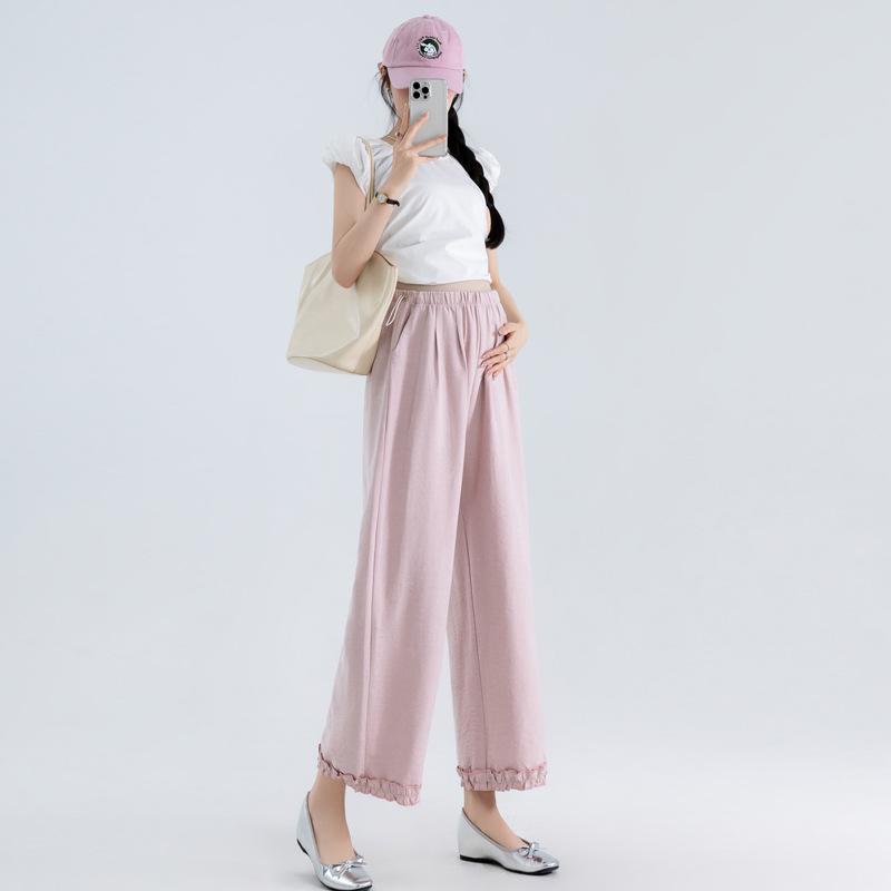 

2025 Summer Maternity Ice-Cool Strapless Ruffle Jumpsuit XL рожевий