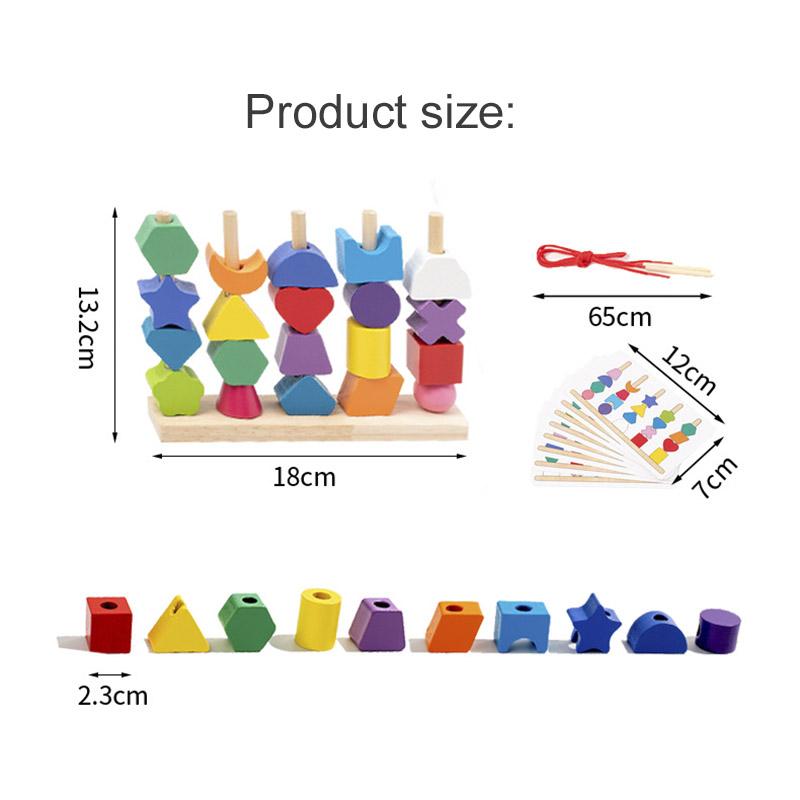 Montessori Wooden Toys Color Shape Matching Puzzle Game Colorful Beaded Color Cognition Early Educational Toys Gift For Children