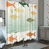 Fish Shower Curtain, Stylized Fish In Light Blue, Minimalist Whimsical, Fade Resistant, Machine Washable,Bath Decor