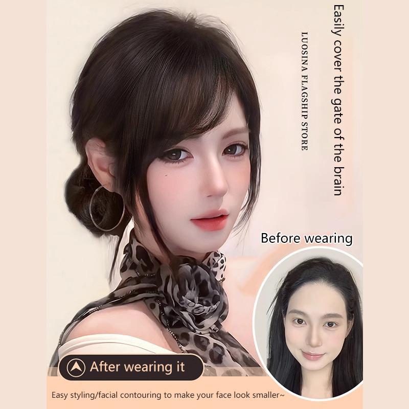 Synthetic Slanted Air Bangs Hairpiece Mini Fake Bangs Natural Invisible Hairpiece Extension For Girls Styling Accessories