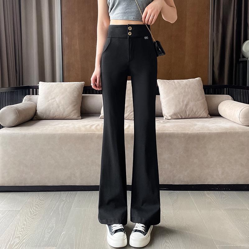 

Женские брюки в корейском стиле на осень/зиму 2024 года, драпирующиеся, эластичные, микроклеш, повседневные, укороченные и длиной до пола S