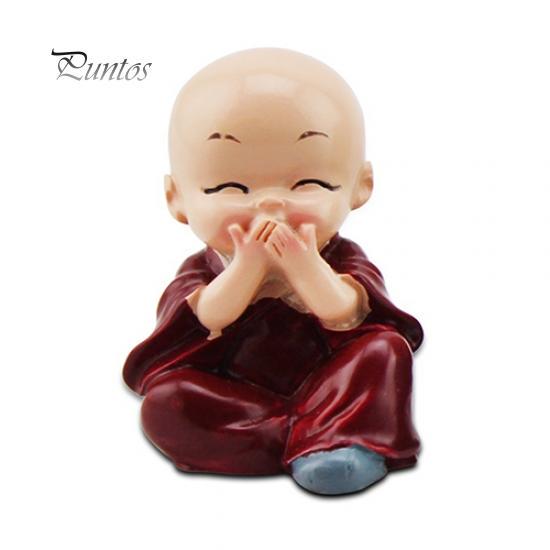 4Pcs Car Cute Cartoon Miniature Monks Micro Landscape