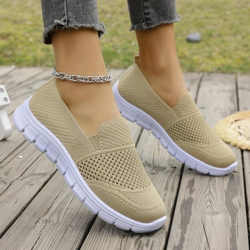 Fashion Casual Sports Shoes Round Head Deep Mouth Mesh Cloth Breathable Soft Sole Anti-slip Wear-resistant Flat Shoes