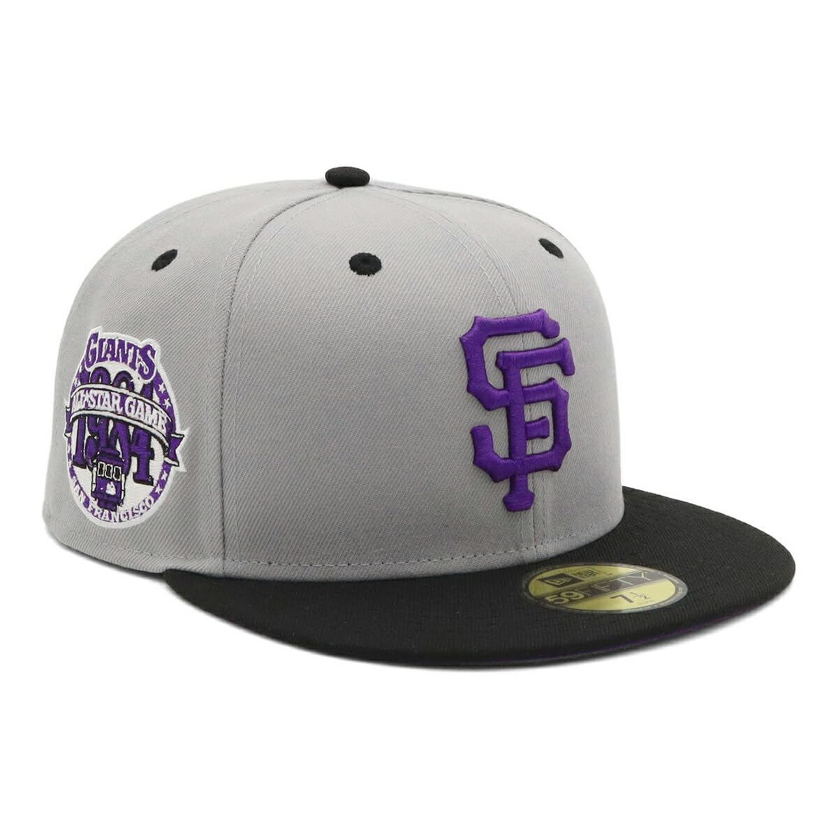 

New Era 59FIFTY Cap MLB San Francisco Giants SF Gray 7 Side Patch Under Visor ONSPOTZ Exclusive and Hat 5950 Side Patch Straight Flat Visor Deep New