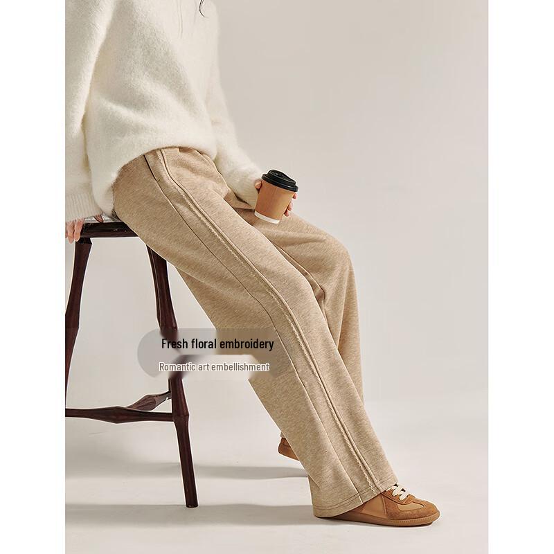 INMAN Women's Winter Elastic Waist Wide-Leg Straight Pants