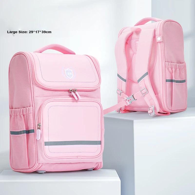 M&G Backpack, Lightweight Spine-Protecting for Grade 4-6, Urban British Style, Pink, 20L