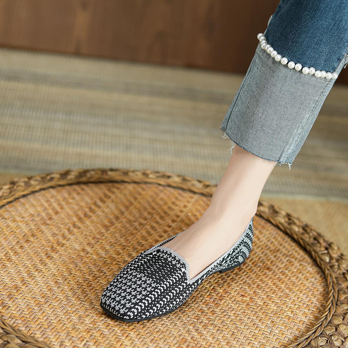 Обувь Одиночные туфли Женские туфли с глубоким носком Тканые туфли с квадратной головкой — фото 9