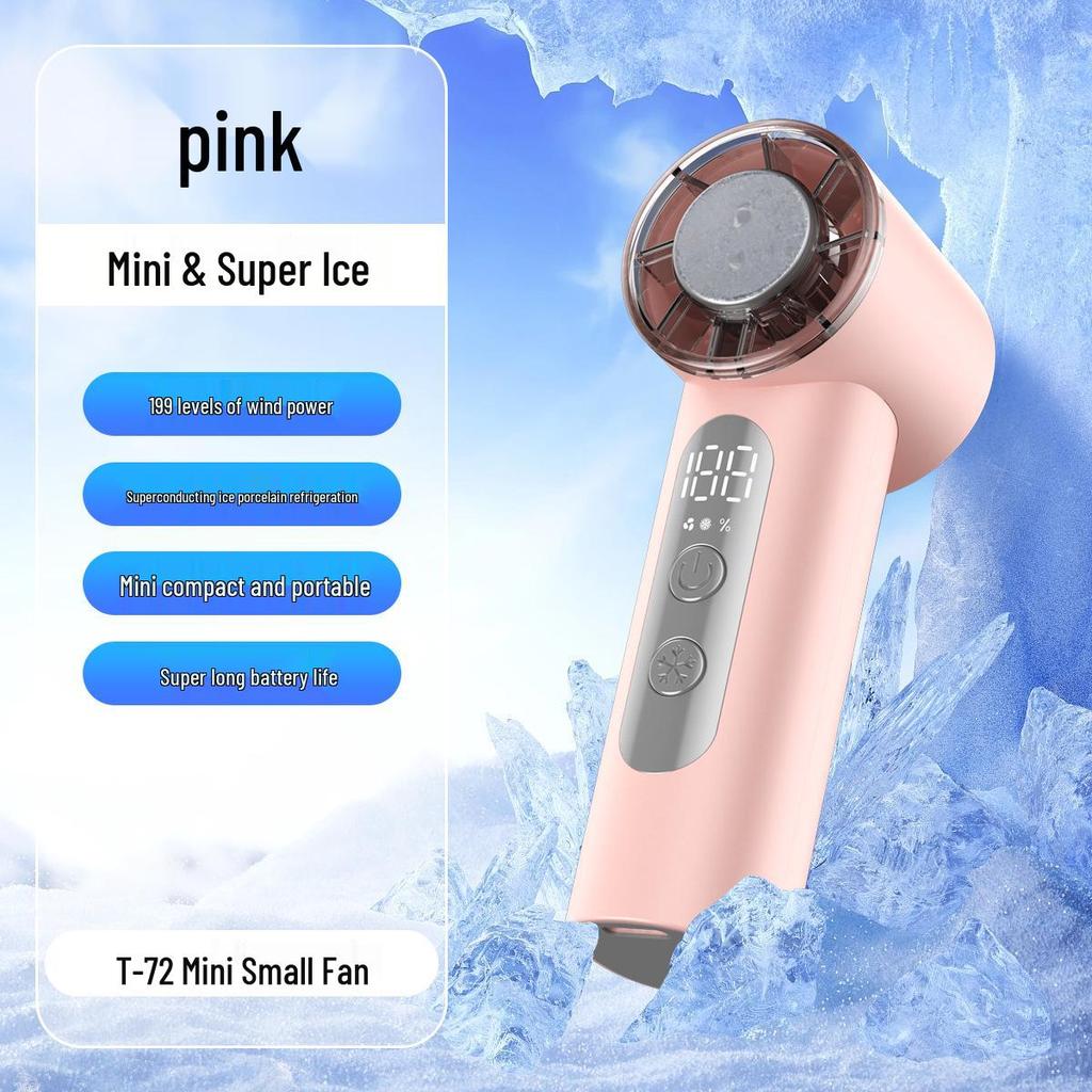 Macaron Color T72 Handheld Ice Pack Fan: Long-Lasting Battery, Powerful Turbine, High-Speed Cooling