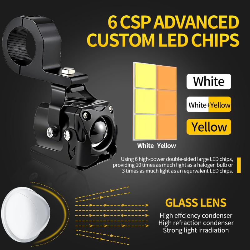 1Set 40W Motorcycle LED Spotlight Fog Lights For BMW R1250GS ADV F800GS R 1250 GS LC Yamaha MT07 MT09 Auxiliary Light Assemblie