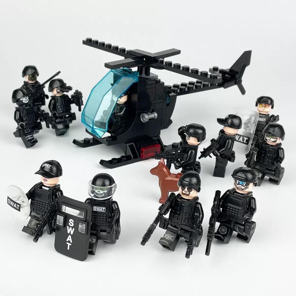 Package M-24 Swat Helicopter Russian Army Gun Weapon Accessories Shield Xiangjiang Small Particles Building Block Toy